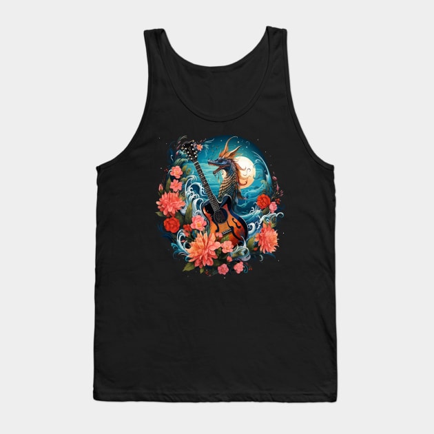 Blue Shrimp Playing Guitar Tank Top by JH Mart